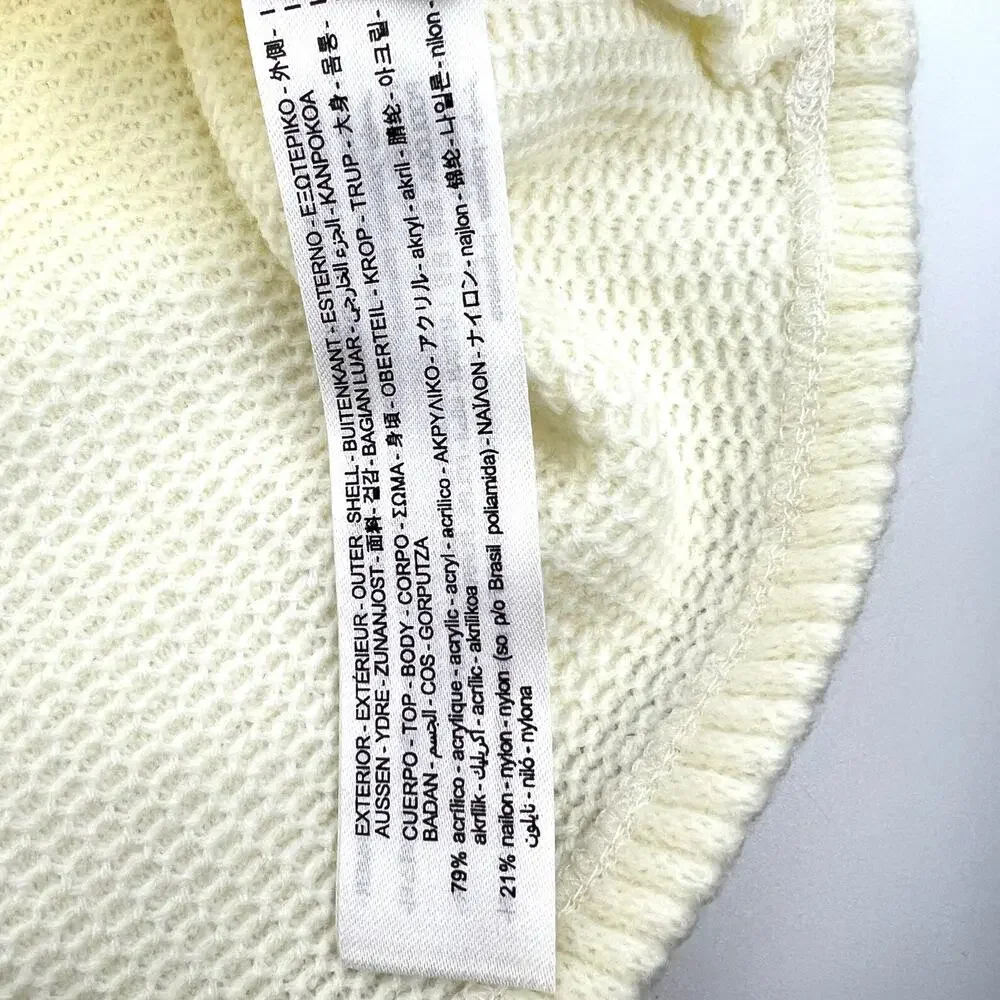 Zara Puff Cut Out Sleeve Crop Top Cream Size M NWOT